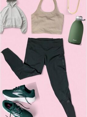 Adidas "How We Do" Long Midrise Running Tights - Legend Ivy (Size M)